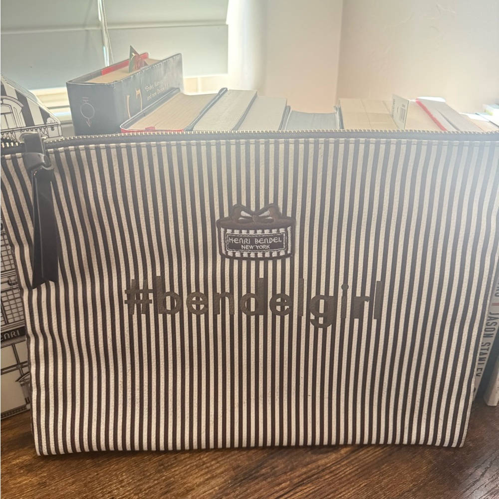 Henri Bendel Black and White Striped pouch